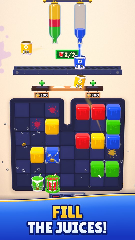 Fill the juices: blocks sliding into place